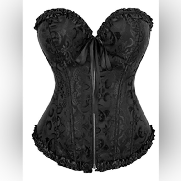 STUNNING Black on Black Lace Corset - Picture 6 of 15